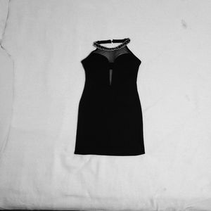 Dress, Black, Sleevless with brass spiked collar